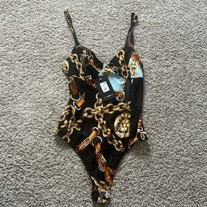 Fashionnova Gold Chain Bodysuit Medium NWT